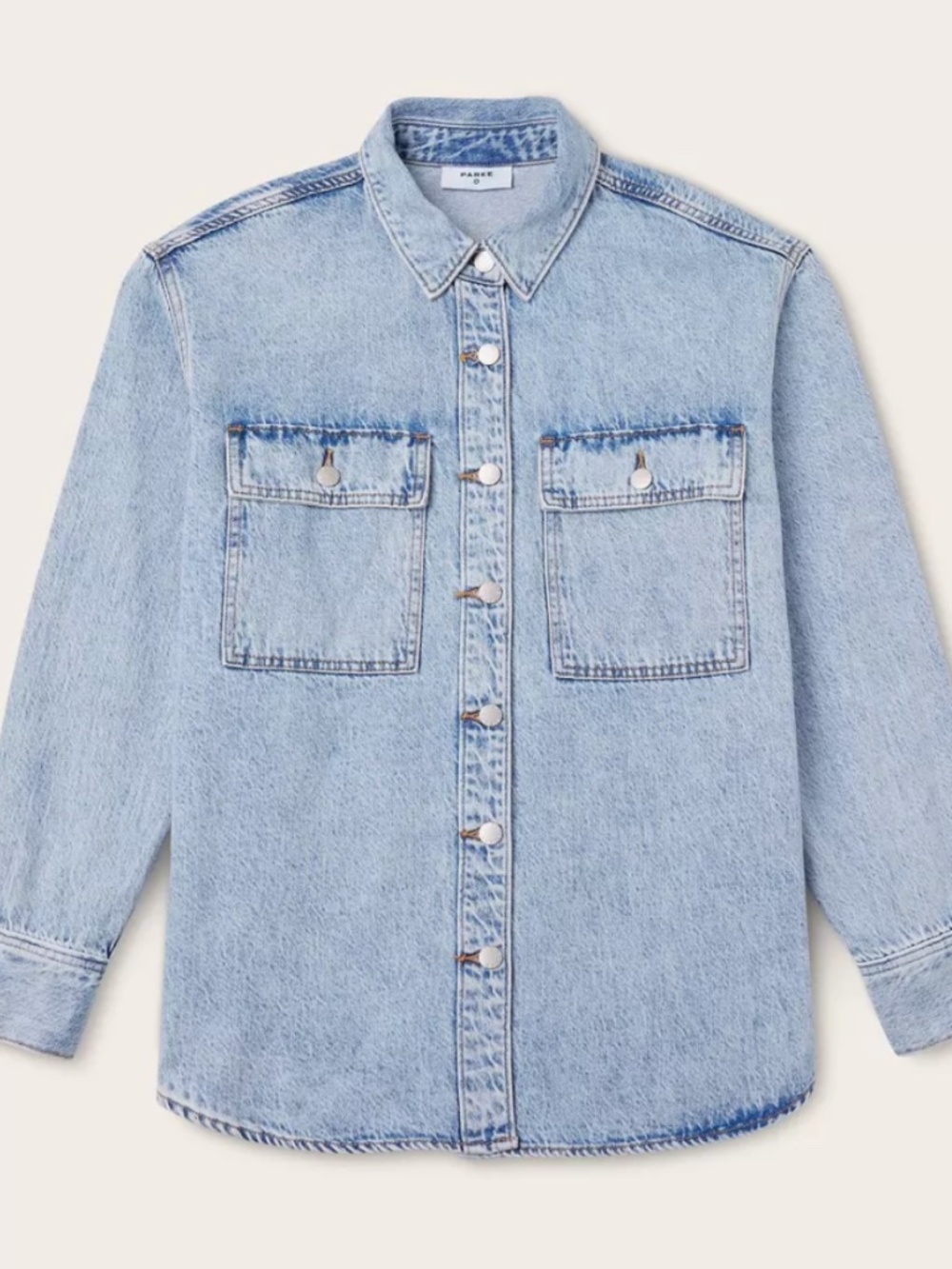 Parke x Target Limited Edition Long Sleeve Denim Shacket Light Wash
